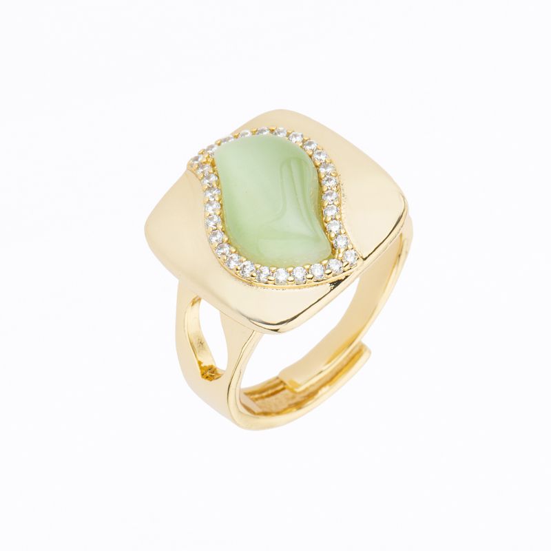 Barbieri Anello Metallo Dorato Foglia Verde