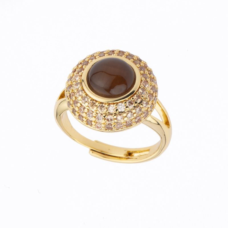 Barbieri Anello Metallo Dorato Cristallo e Zirconi