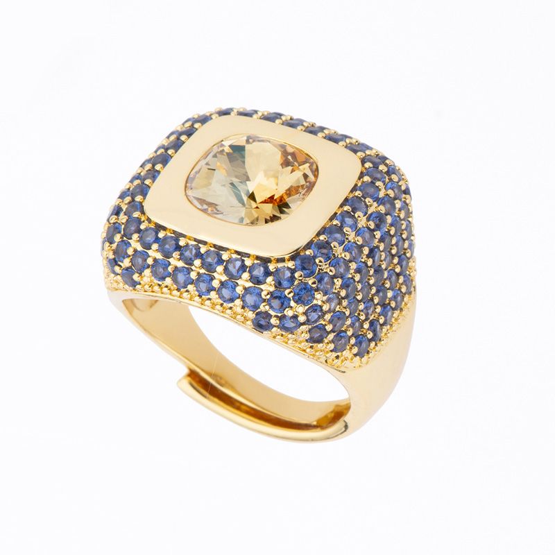 Barbieri Anello Metallo Dorato Cristallo e Zirconi