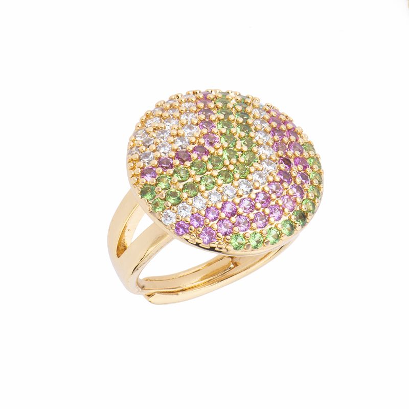 Barbieri Anello Metallo Dorato Zirconi Multicolor