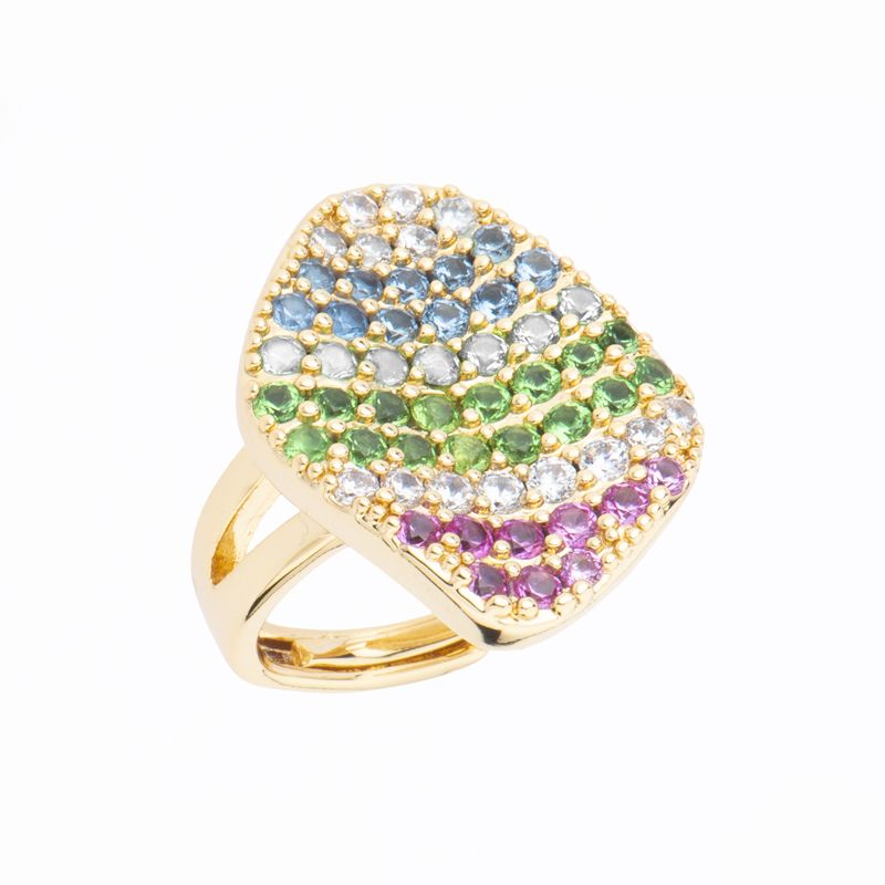 Barbieri Anello Metallo Dorato Zirconi Multicolor