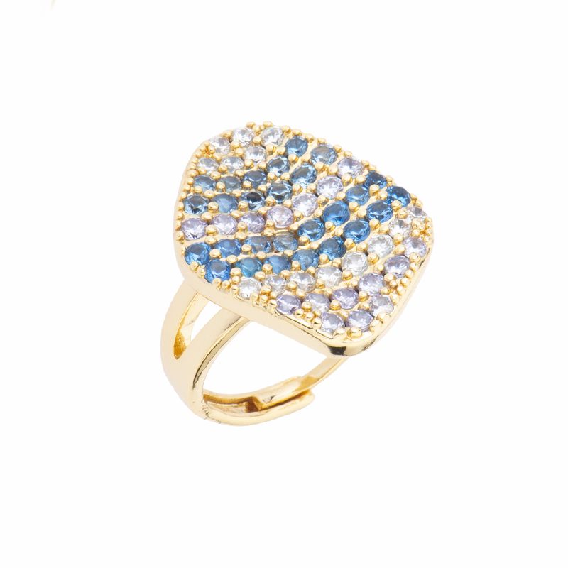 Barbieri Anello Metallo Dorato Zirconi Multicolor