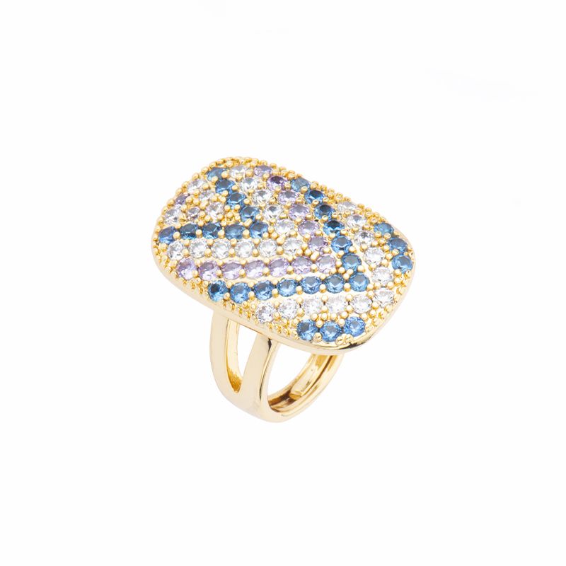 Barbieri Anello Metallo Dorato Zirconi Multicolor