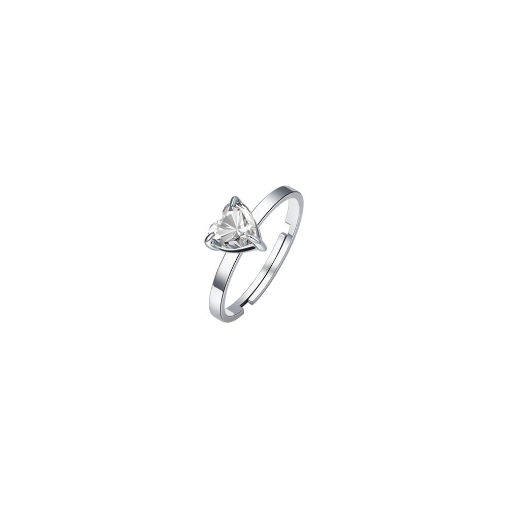 Luca Barra Anello Acciaio Cuore Bianco 6 mm