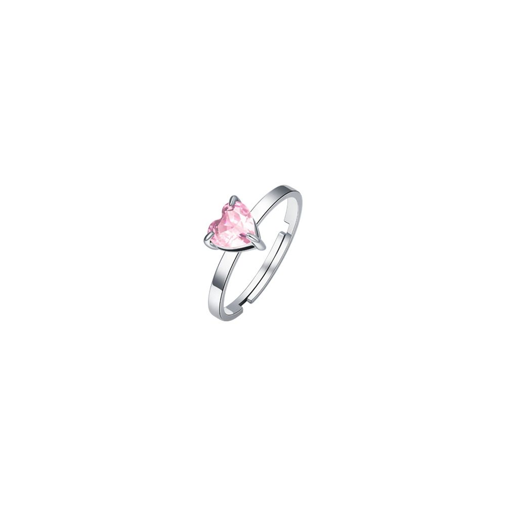 Luca Barra Anello Acciaio Cuore Rosa 6 mm