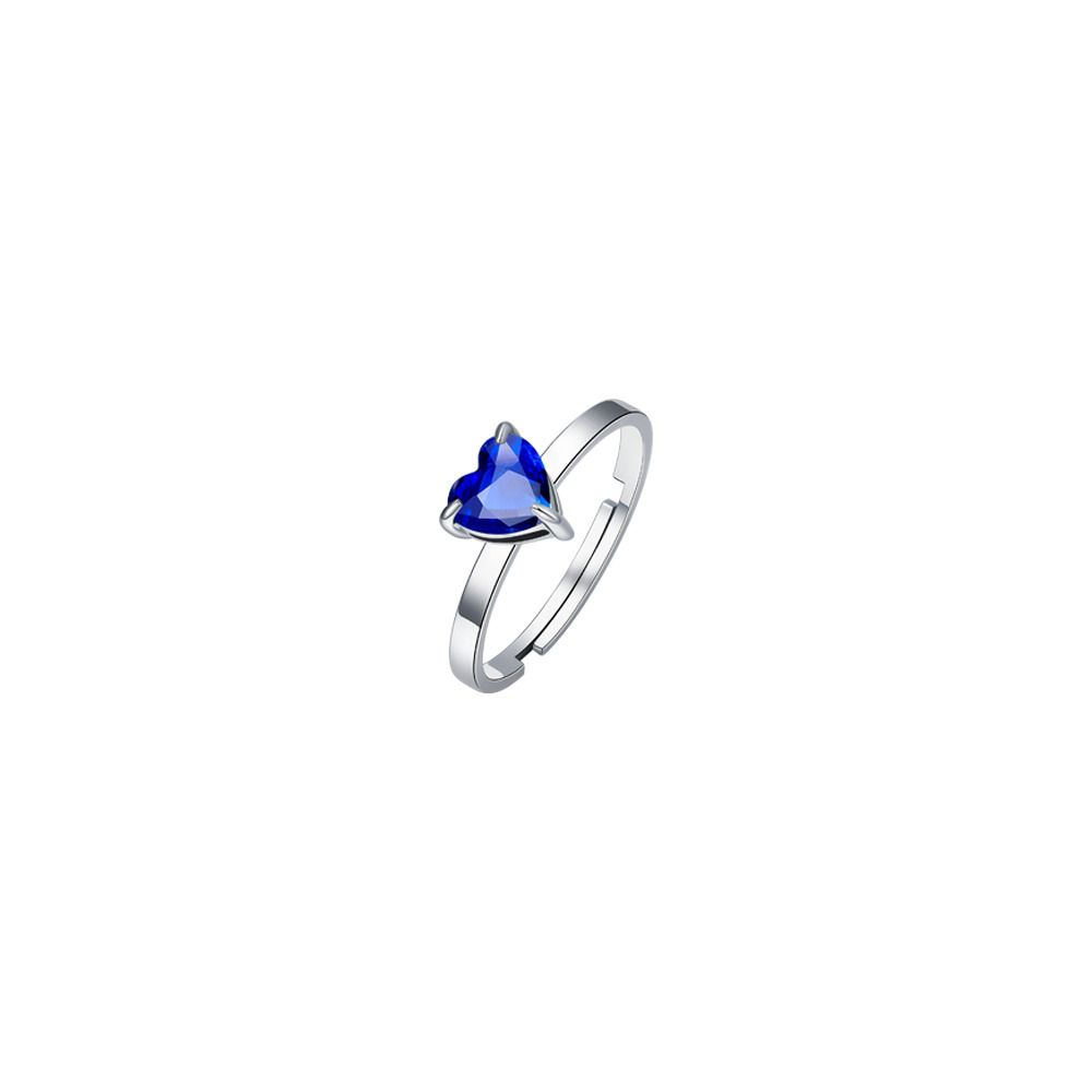 Luca Barra Anello Acciaio Cuore Blu 6 mm