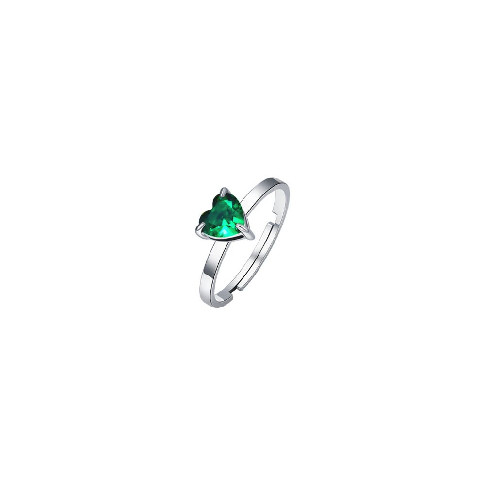 Luca Barra Anello Acciaio Cuore Verde 6 mm