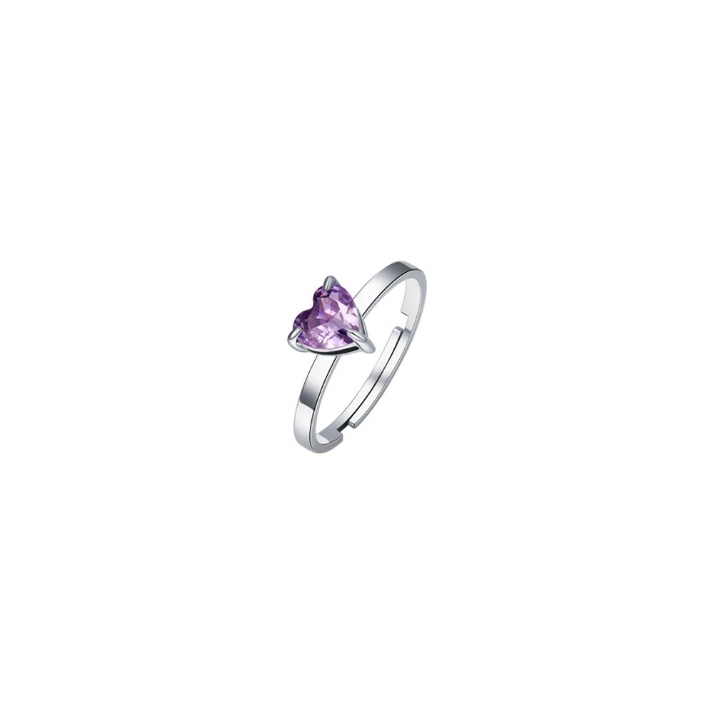 Luca Barra Anello Acciaio Cuore Viola 6 mm