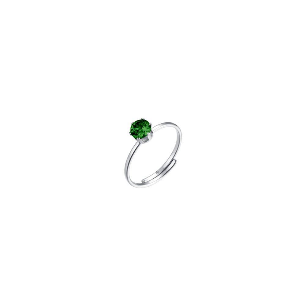 Luca Barra Anello Acciaio Zircone Verde
