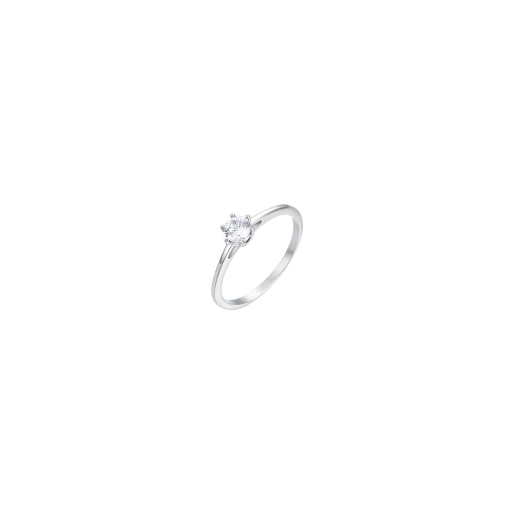 Luca Barra Anello Acciaio Solitario Bianco 4.5 mm