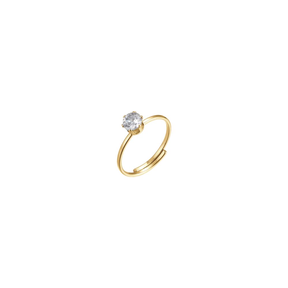 Luca Barra Anello Acciaio Gold Zircone Bianco