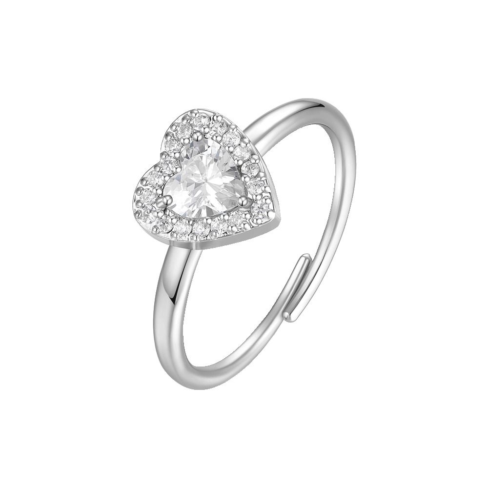 Luca Barra Anello Acciaio Cuore Bianco e Zirconi