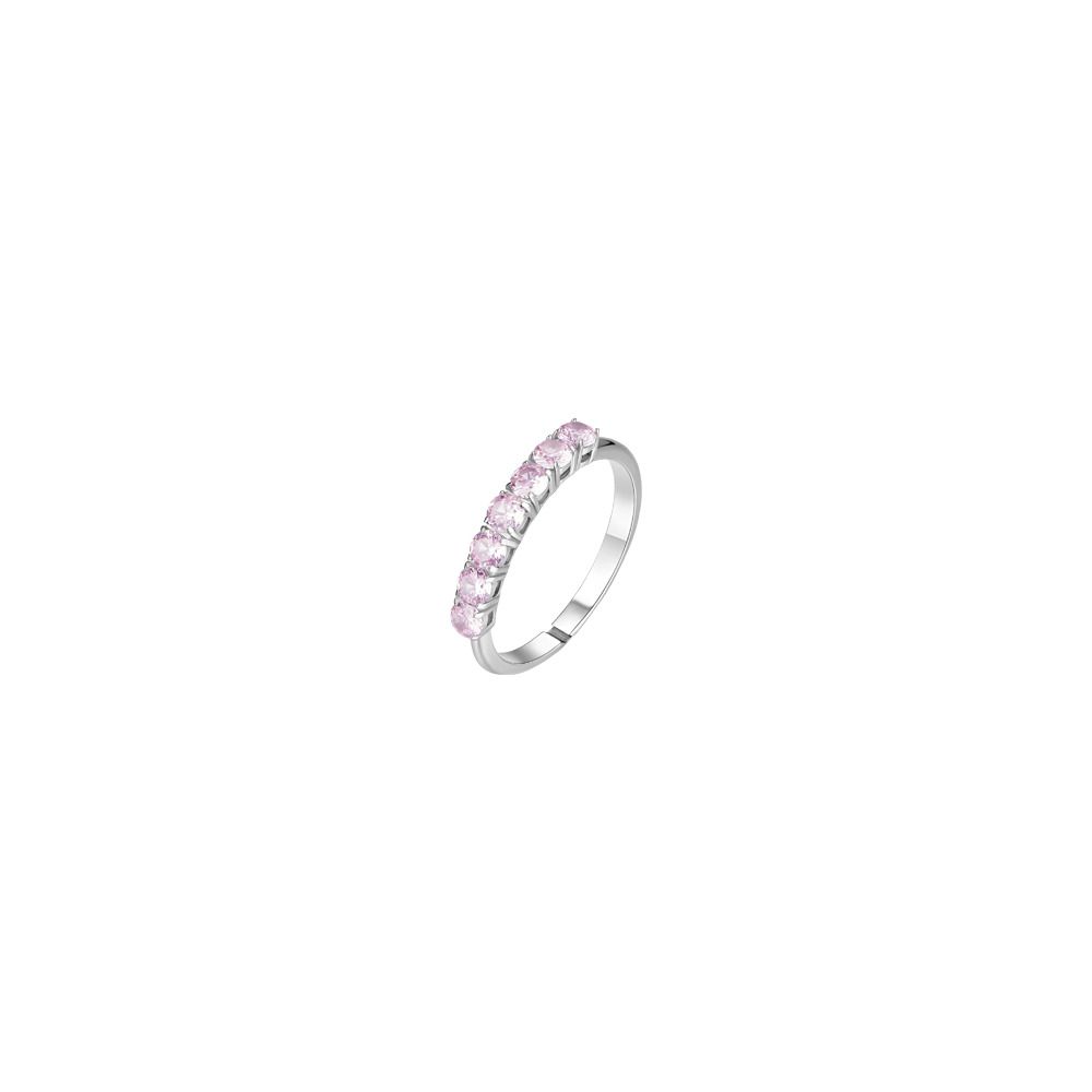 Luca Barra Anello Acciaio 7 Zirconi Rosa