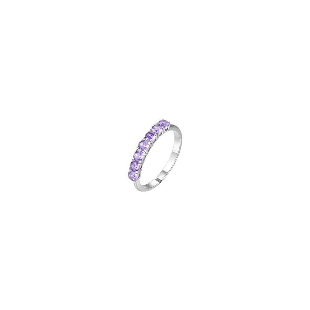 Luca Barra Anello Acciaio 7 Zirconi Viola