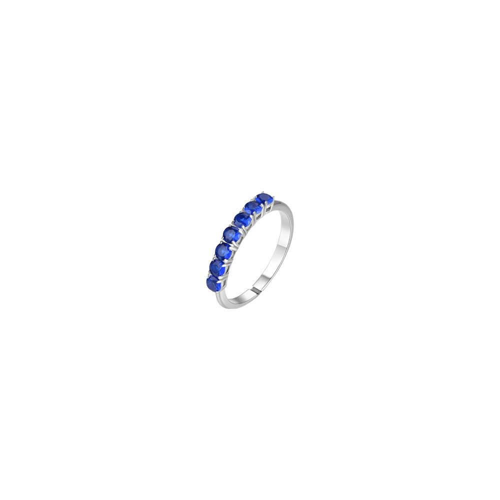 Luca Barra Anello Acciaio 7 Zirconi Blu