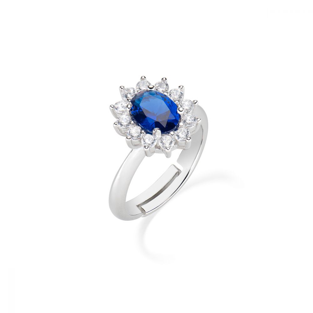 Amen Anello Regolabile Argento Royal Lady Blu-18-20