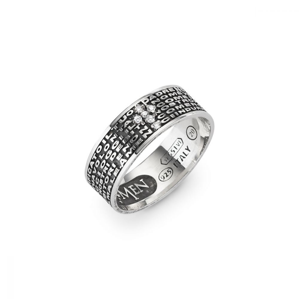 Amen Anello Padre Nostro Argento Brunito-18