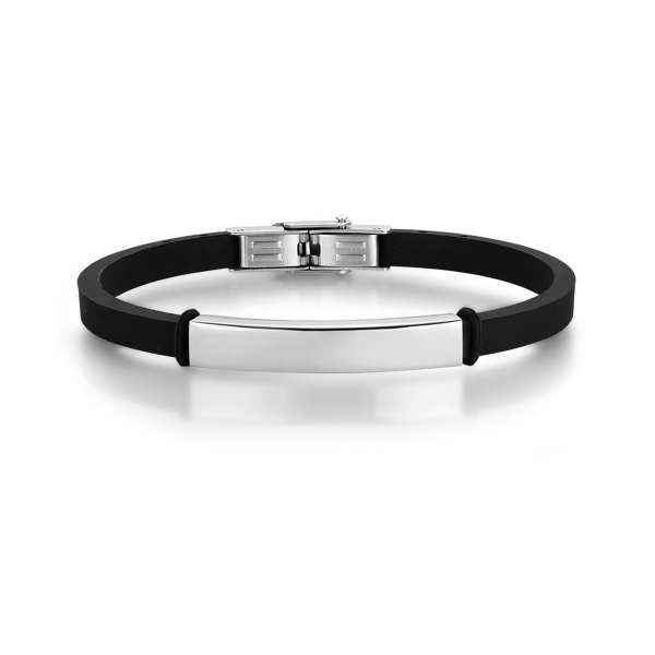 Luca Barra Bracciale Uomo Silicone con Piastra Acciaio