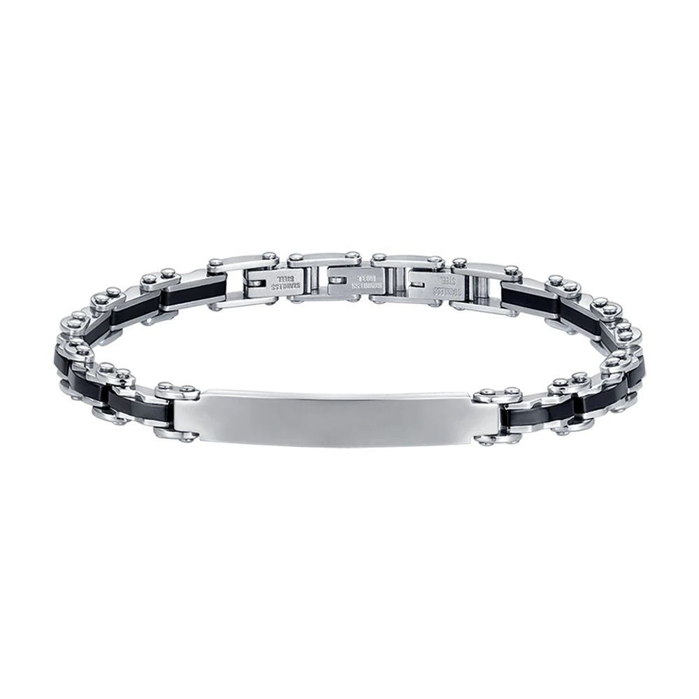 Luca Barra Bracciale Acciaio e Ceramica Nera
