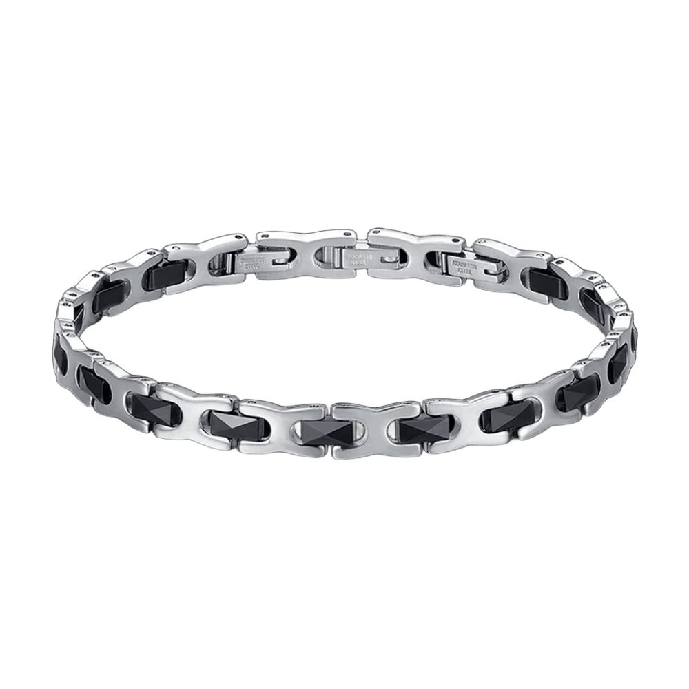 Luca Barra Bracciale Acciaio e Ceramica Nera