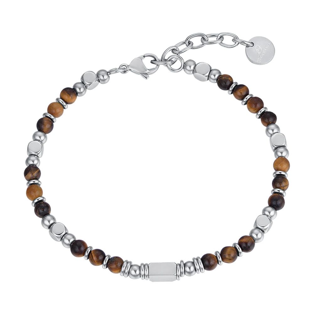 Luca Barra Bracciale Acciaio e Occhio di Tigre