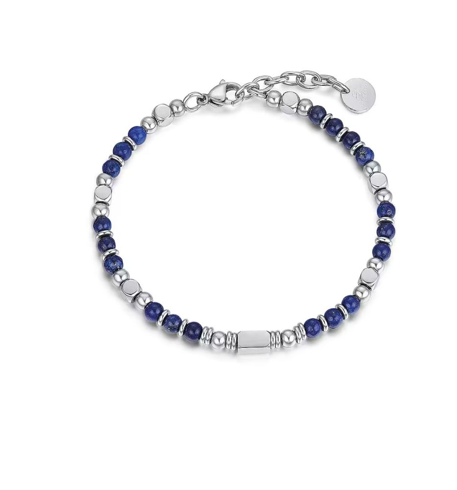 Luca Barra Bracciale Acciaio e Pietre Lapis