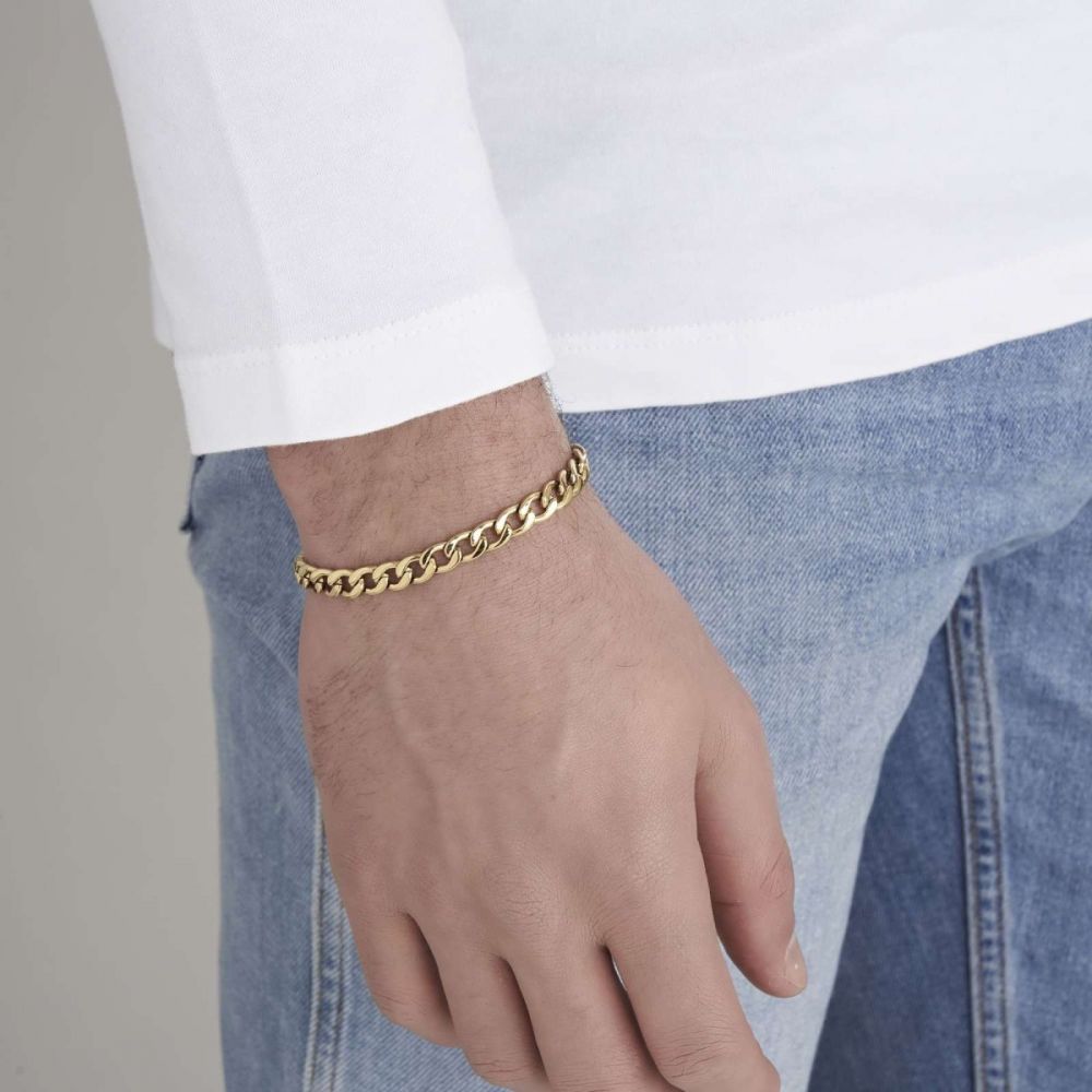 Luca Barra Bracciale Catena Acciaio Uomo Gold
