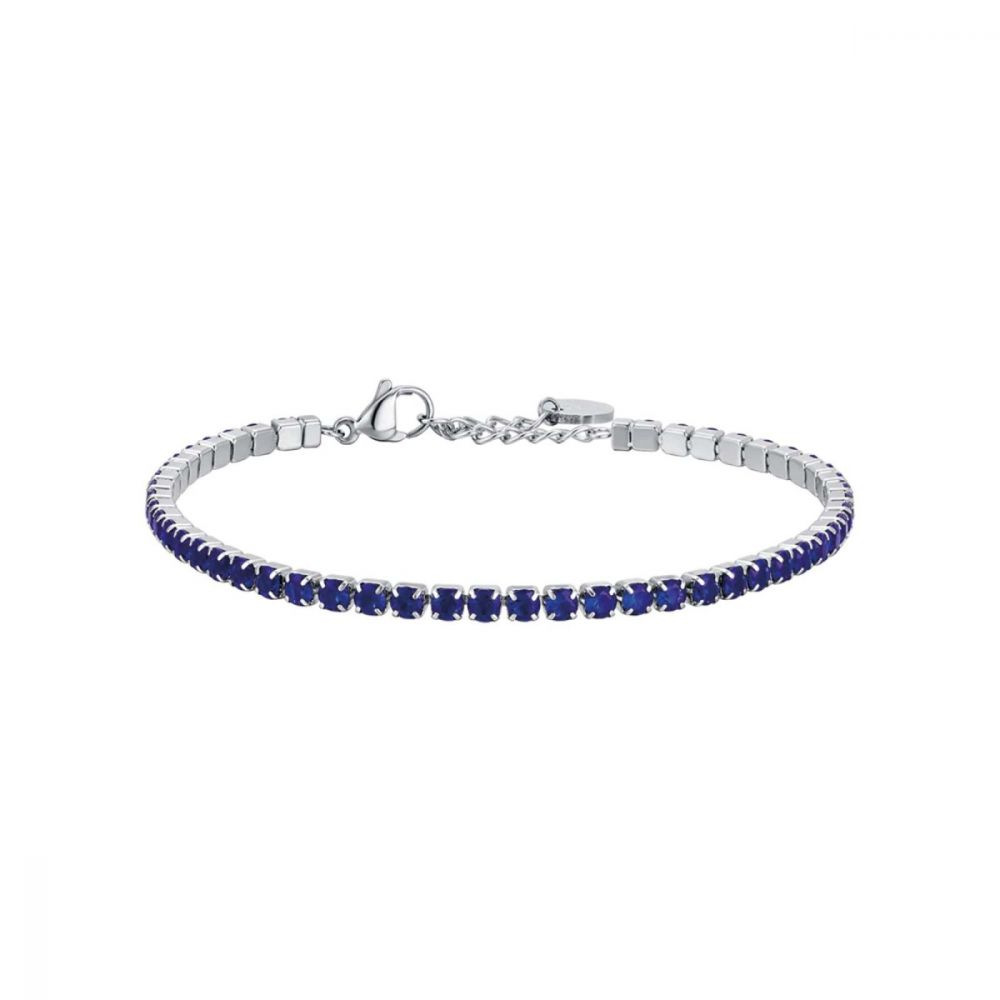 Luca Barra Tennis Uomo Acciaio Cristalli Blu