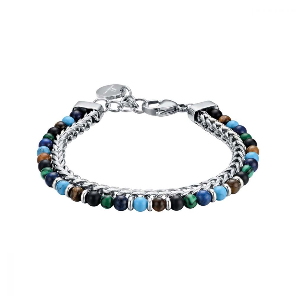 Luca Barra Bracciale Uomo Acciaio e Pietre Multicolor