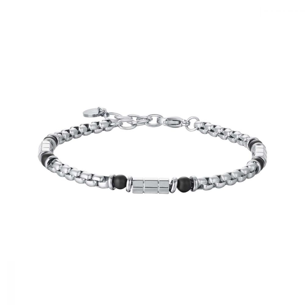Luca Barra Bracciale Uomo Acciaio con Sfere Nere