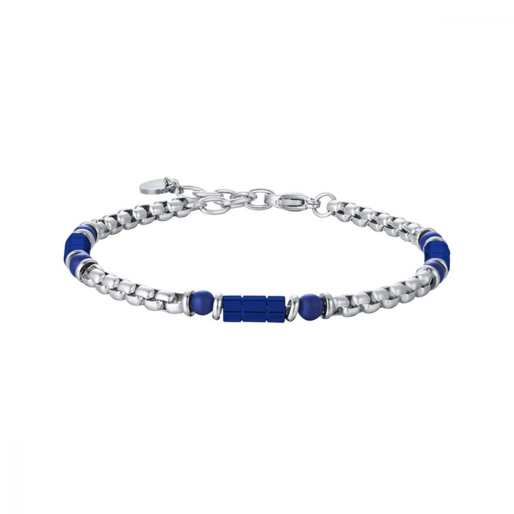 Luca Barra Bracciale Uomo Acciaio ip Blu con Sfere blu