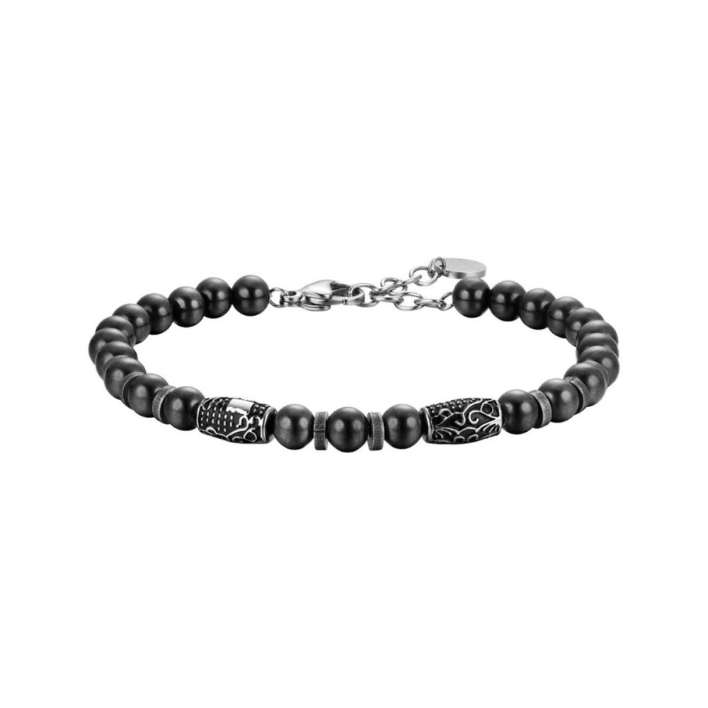 Luca Barra Bracciale Uomo Elementi Ip Nero e Sfere