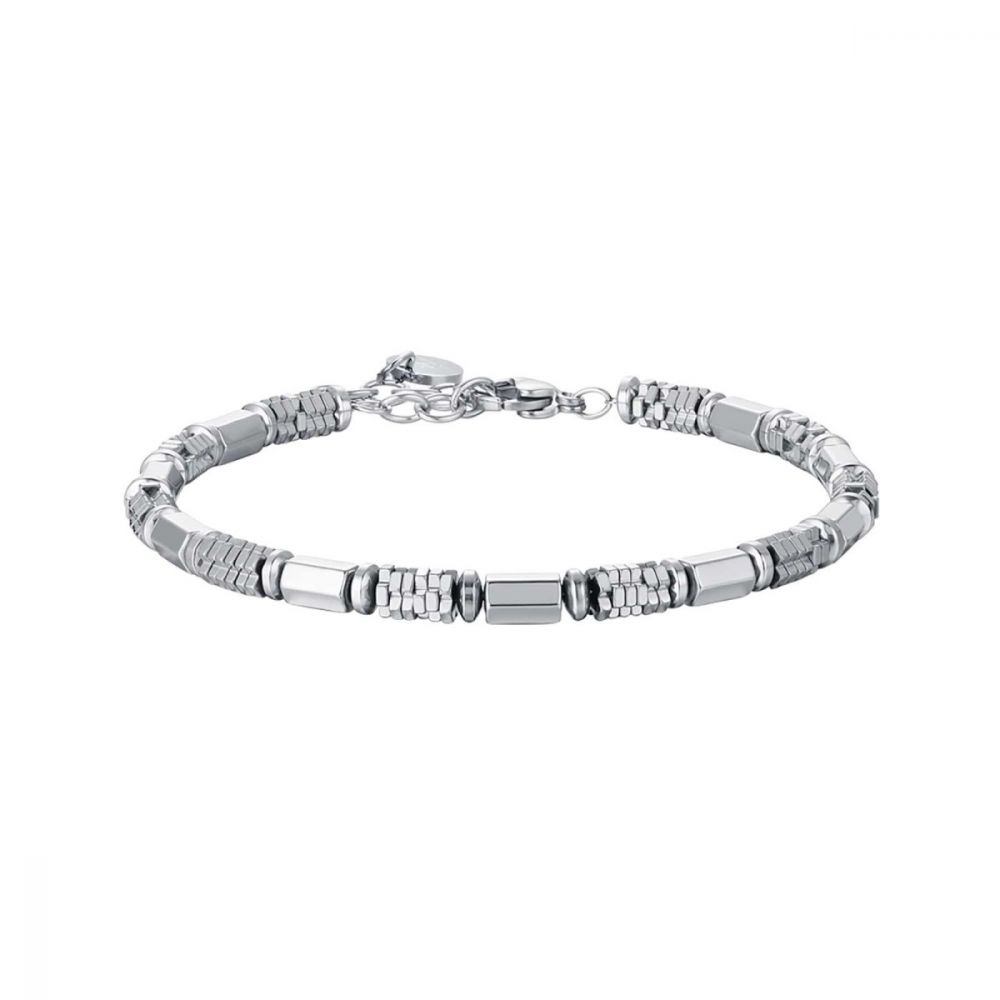 Luca Barra Bracciale Uomo Acciaio con Ematite Silver