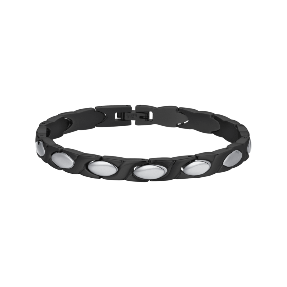 Luca Barra Bracciale Uomo Acciaio Ip Nero Elementi Acciaio