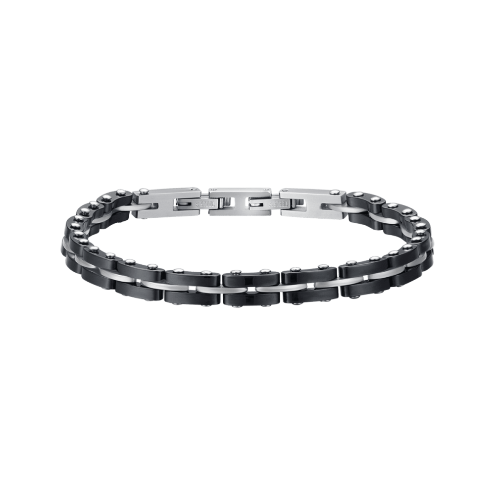 Luca Barra Bracciale Uomo Acciaio e Ceramica Black