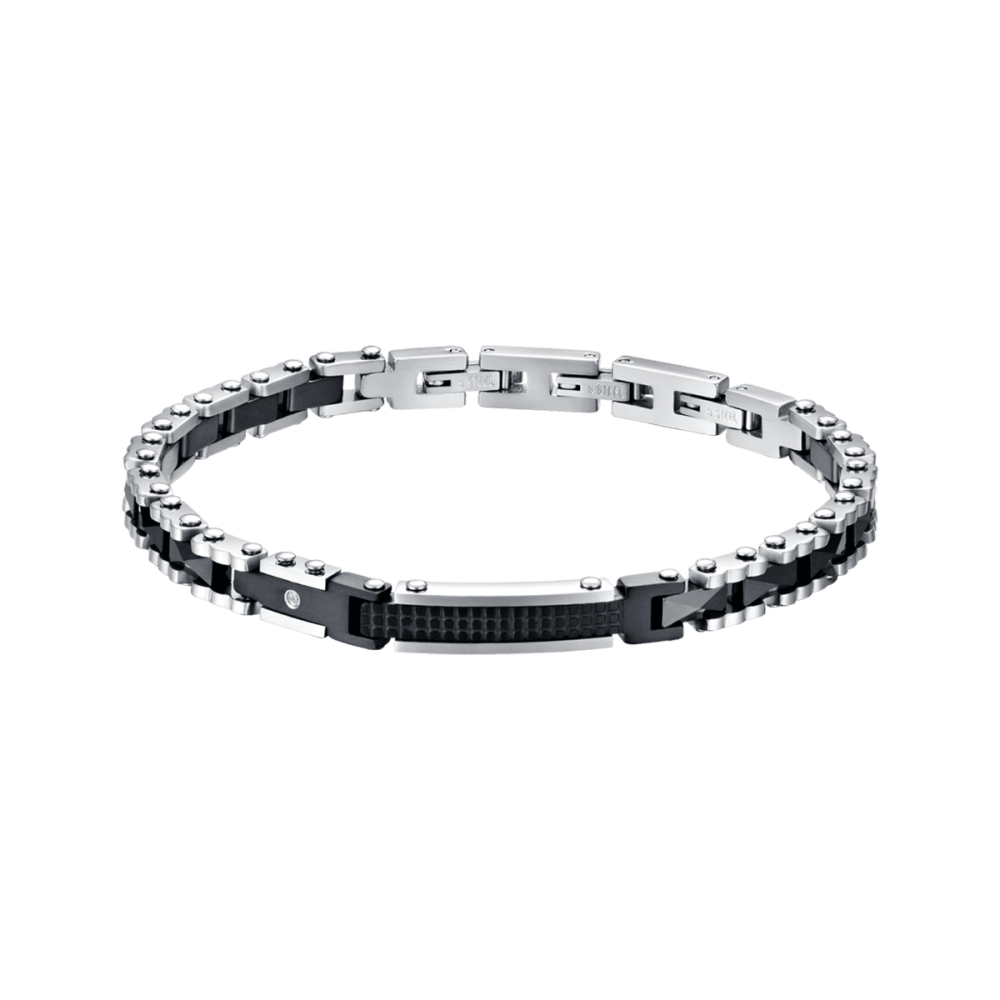 Luca Barra Bracciale Uomo Acciaio Ceramica e Cristallo