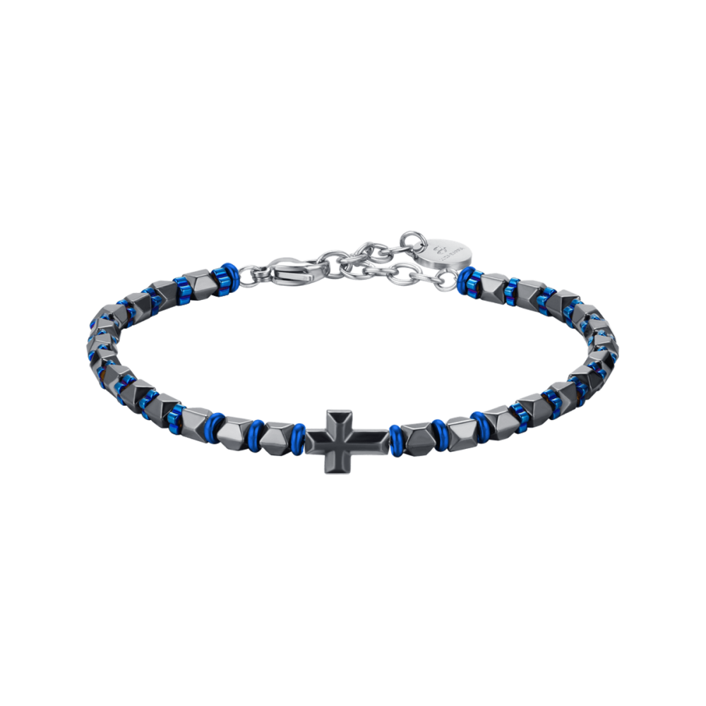 Luca Barra Bracciale Uomo Acciaio Ip Blue e Ematite