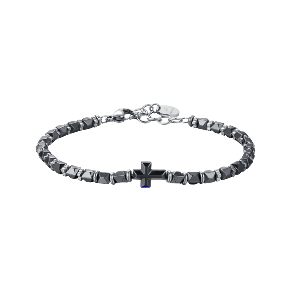 Luca Barra Bracciale Uomo Acciaio e Ematite