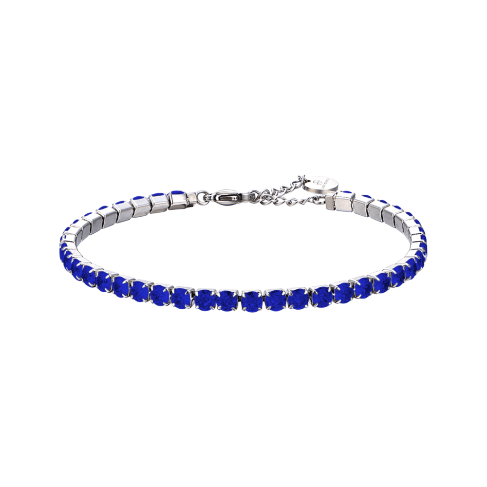 Luca Barra Tennis Uomo Acciaio Cristalli Blu