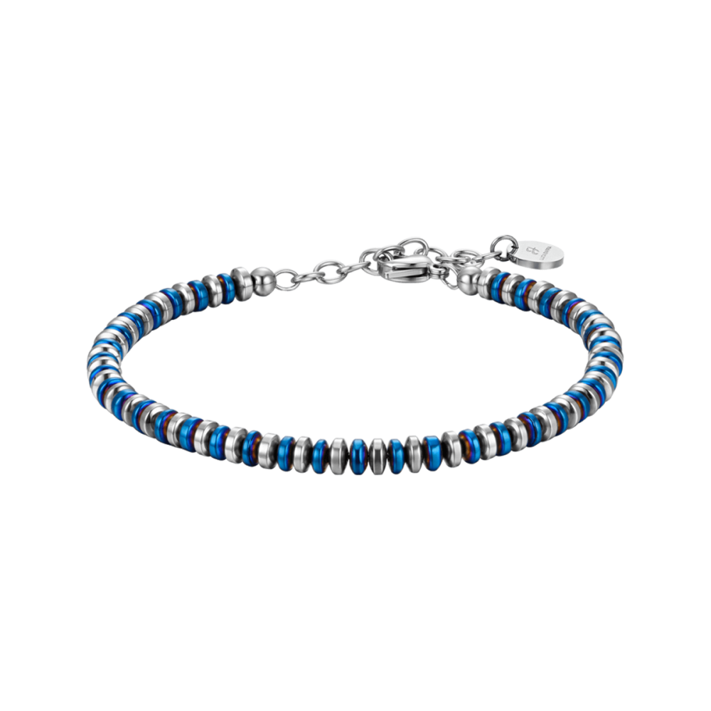 Luca Barra Bracciale Uomo Acciaio Ematite Blu e Silver