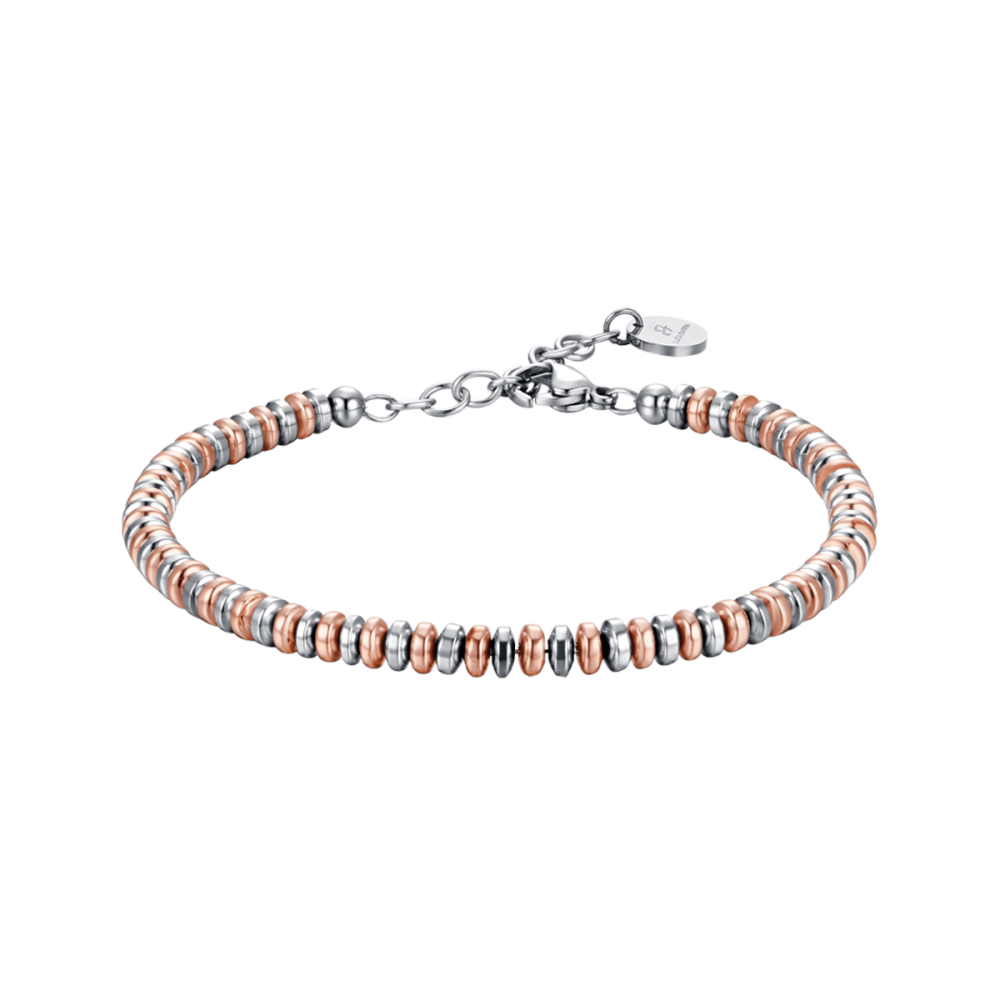 Luca Barra Bracciale Uomo Acciaio Ematite Silver e Rosè