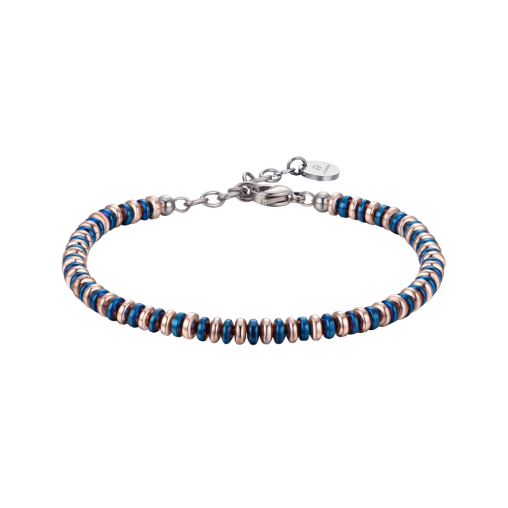 Luca Barra Bracciale Uomo Acciaio Ematite Blu e Rosè
