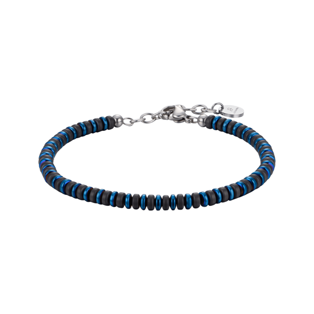 Luca Barra Bracciale Uomo Acciaio Ematite Nera e Blu