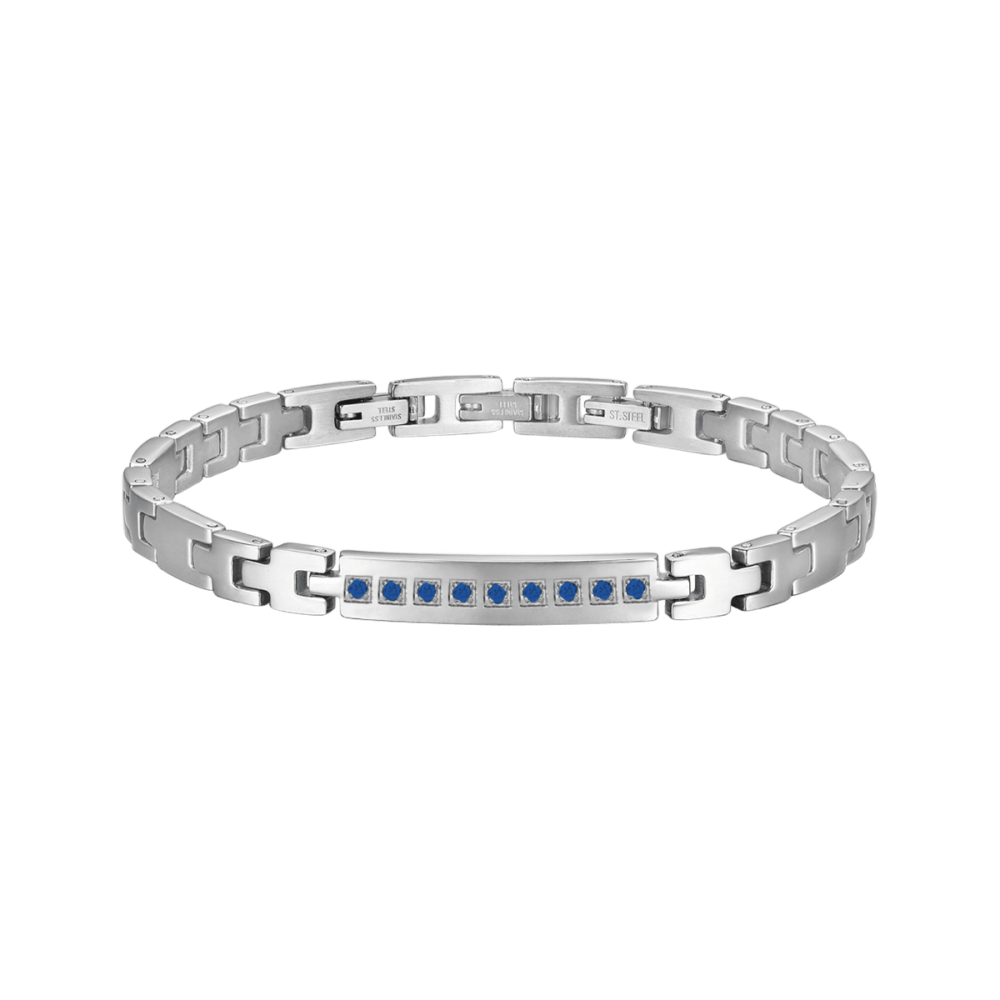 Luca Barra Bracciale Acciaio Cristalli Blu