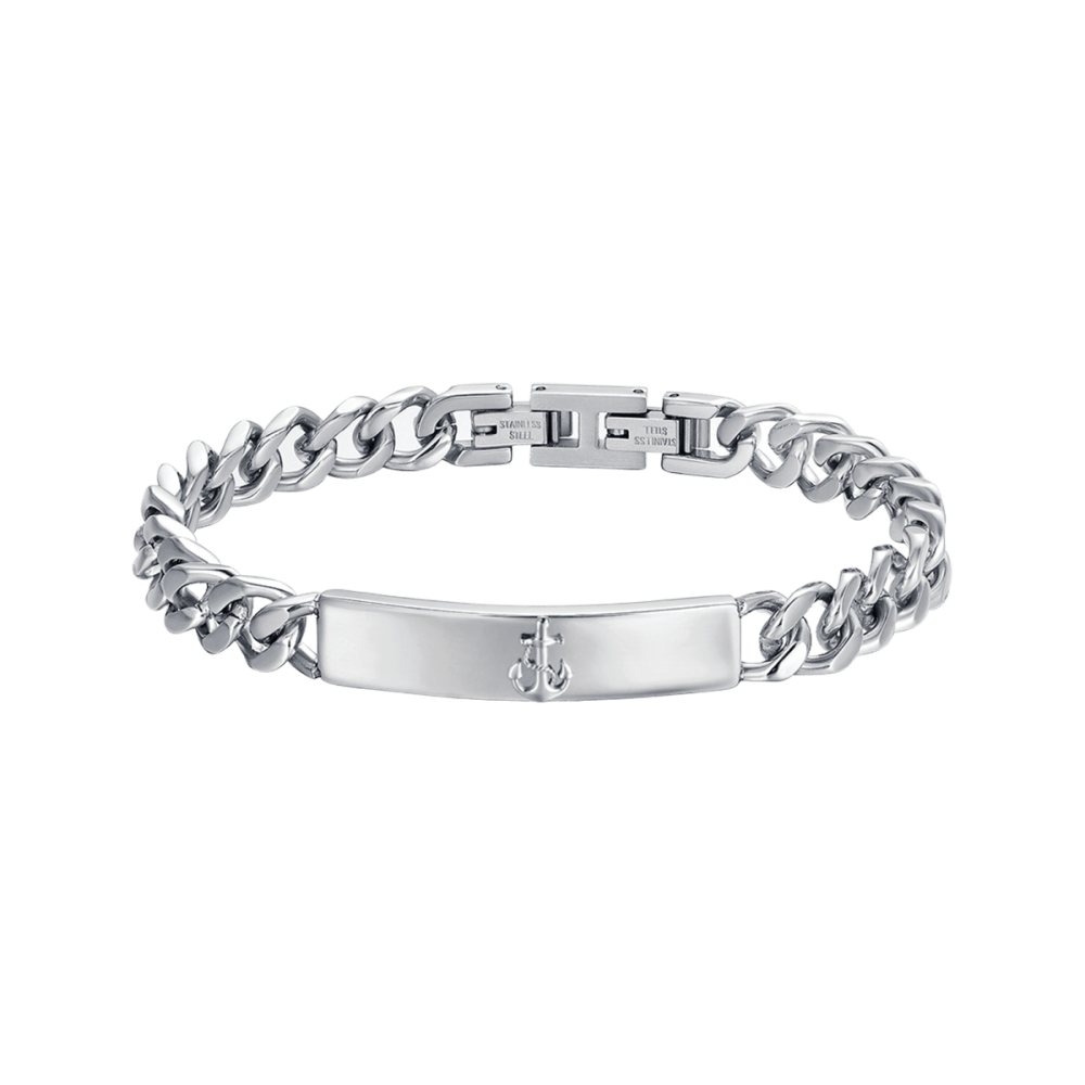 Luca Barra Bracciale Acciaio Piastra Con Ancora