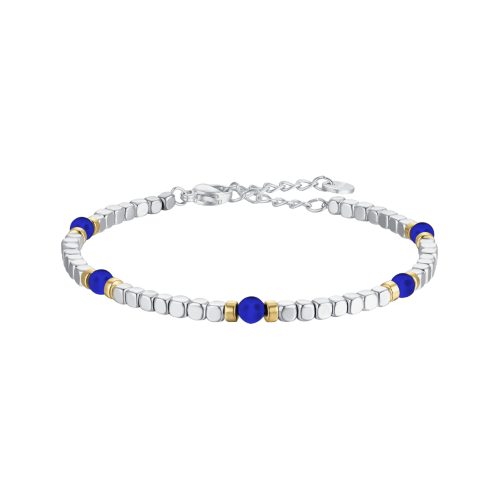 Luca Barra Bracciale Acciaio Pietre Blu
