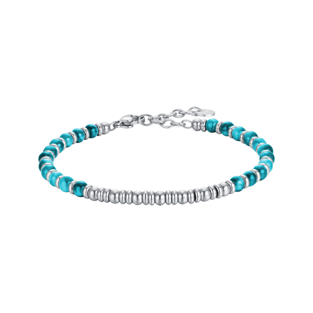 Luca Barra Bracciale Acciaio e Pietre Azzurre