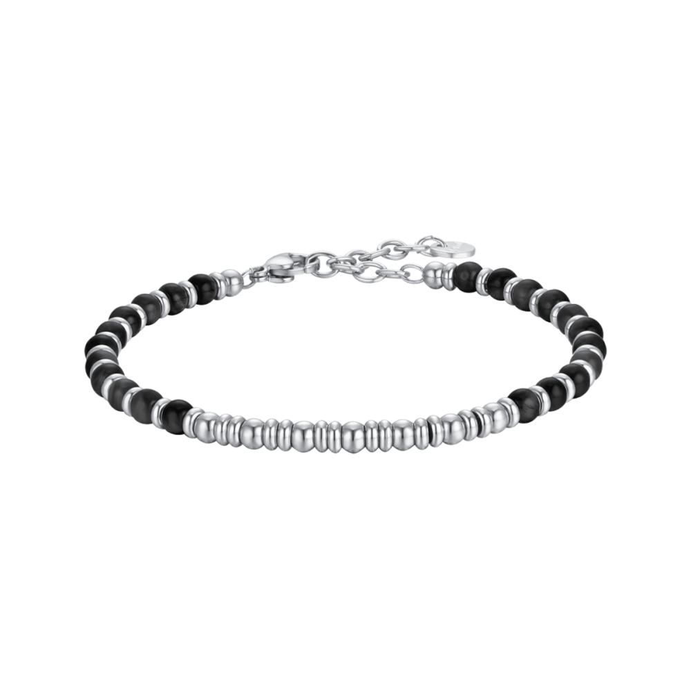 Luca Barra Bracciale Acciaio e Pietre Agata