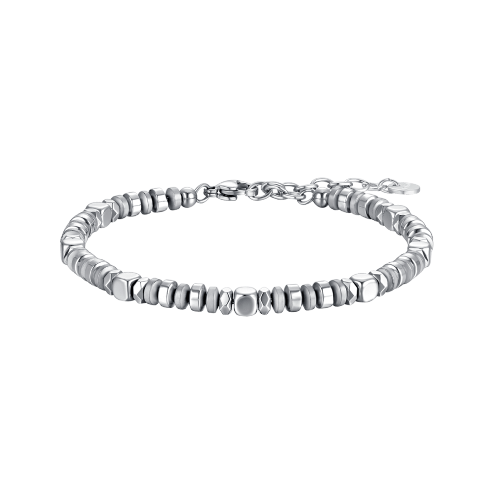Luca Barra Bracciale Acciaio Ematite Grigia e Silver