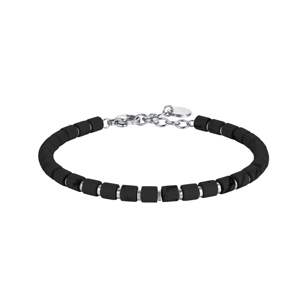 Luca Barra Bracciale Acciaio Pietre Nere